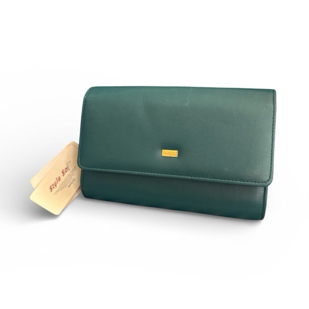 Vintage Buxton Purse Clutch Strap Mirror Aqua Blue NOS NWT Bag